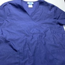 Bobbie Brooks Uniform Scrub Top Shirt Women  s Small Solid Blue Short Sleeve NEW