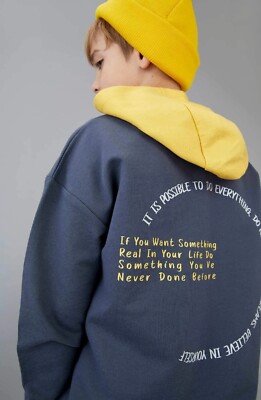 DeFacto Boys Hoodie Hooded Sweatshirt Pullover Sweatshirt Size 134