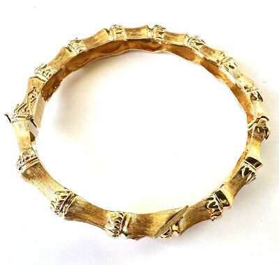 18k Yellow Gold Bamboo Hinged Bangle 6.75