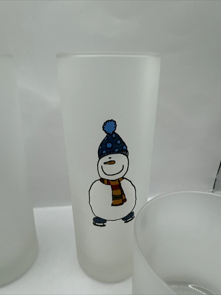 Dartington Designs muñeco de nieve esmerilado muñeco de nieve bola alta/vaso 4 vasos Foto 4 de 4