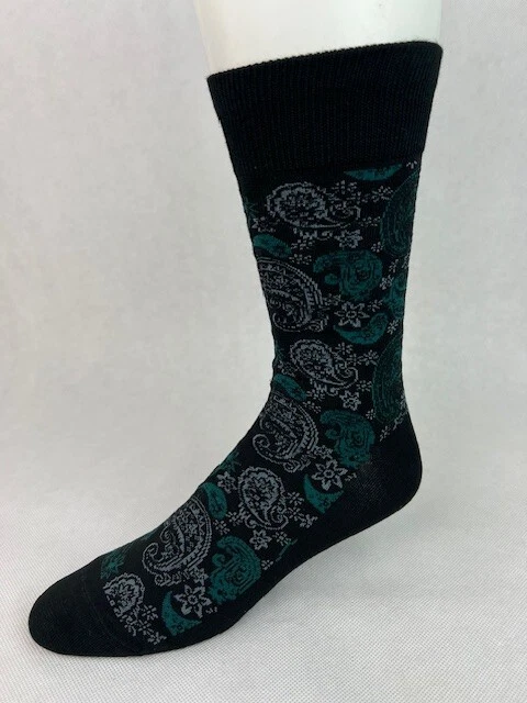 Yo Sox Men's Black and Green Paisley Crew Dress Socks | eBay