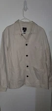 H&M Jacket Blazer Men XL  Beige Cotton Blend Linen Regular Fit Button Pockets