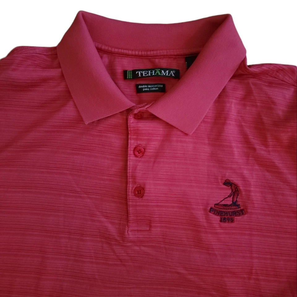 Camisa polo masculina vermelha campo de golfe Pinehurst manga curta urze taco de campo - Imagem 4 de 4
