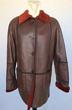 Louis Feraud sheepskin Brown leather shearling jacket women's Lambskin size S