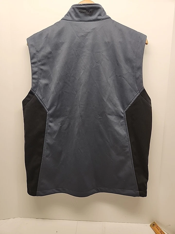 Slazenger Golf Mens Vest M Grey Ombre Blue Softshell Full Zip Drawing Waist NWT - Image 2 of 4