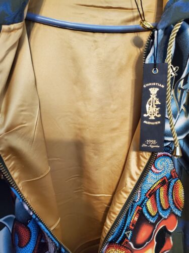 CHRISTIAN AUDIGIER ZIP HOODIE JACKET MENS XL EXTRA LARGE OLIVE RHINESTONE SKULL - Picture 8 of 11