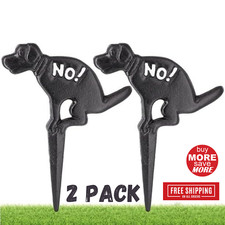 2 Pack - RUSTIC NO DOG POOPING POOP SIGN LAWN YARD STAKE PET WASTE PEE CLEAN UP