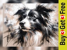 Vibrant Dynamic Dog Art Print 5" x 7" - Expressive Canine Portrait