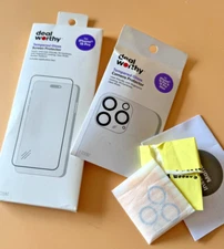 DealWorthy iPhone 15 Pro Tempered Glass Screen & Camera Protector Set – New Open