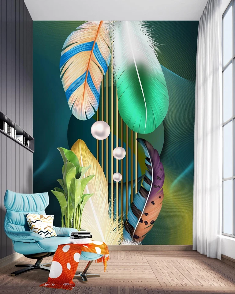 3D Feder Perlen Q4892 Tapete Wandgemälde Fototapete Selbstklebend Kay - Bild 2 von 4