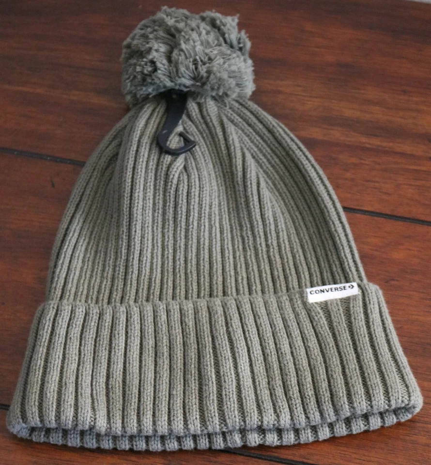 Gorro Converse Rib Knit Pom feminino verde tamanho único 100% algodão - Imagem 4 de 4