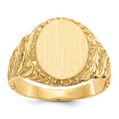 10k Yellow Gold 13.0x10.5mm Closed Back Signet Ring Size 9