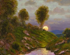 MAX COLE original oil painting landscape signed vintage antique style canvas 526