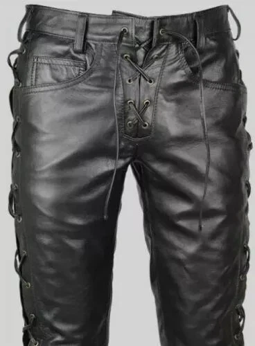 Men’s Side & Front Lace-Up Leather Pants Gothic Biker Rock Fetish Punk Trousers
Opens in a new windo
