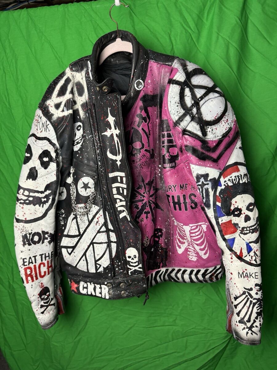 Handpainted Vintage 80s Punk Jacket Leather + Kevlar | eBay Handpainted Vintage 80s Punk Jacket Leather + Kevlar | eBay