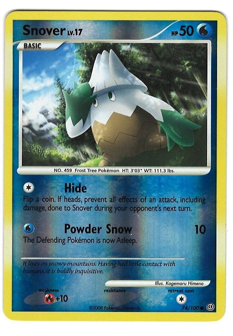 Snover 74/100 Pokemon Card Stormfront Common Rev Holo 50 HP Near Mint