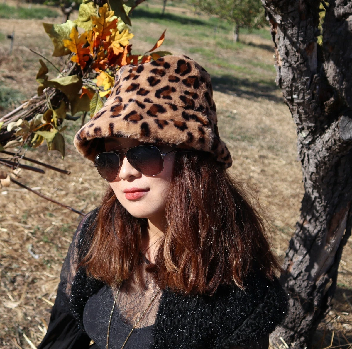 Super Cute Print Bucket Hat for Winter Cozy Accessories - Pattern Print Fur Bucket Hat