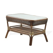 Natural Rattan ECO Handmade Design Alexa Rectangular Coffee Table, Dark Walnut