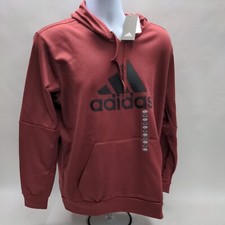 adidas Men's Badge of Sport Fleece Hoodie GM8648 Red Maroon