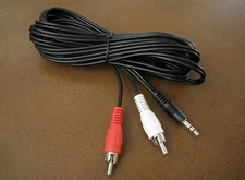 6FT 3.5mm 1/8" Stereo  Male Mini Plug to 2 RCA Male Audio Cable MP3 PC iPod 6'Ft