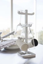 Yamazaki Home 2460 White Wine Glass Mug Cup Drying Rack Tree Tower Space Saver