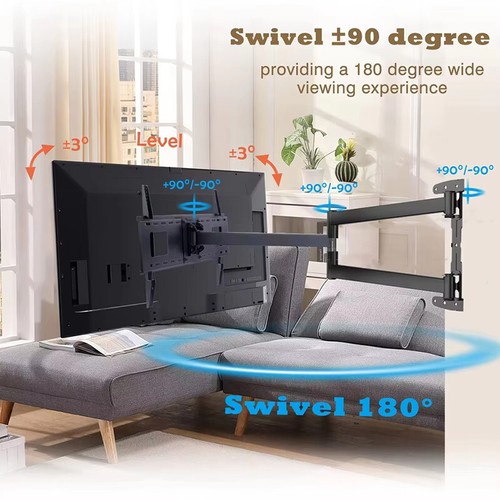 70cm Extension Long Arm TV Wall Mount, 32-65inch Full Motion TV Wall Bracket Swi - Zdjęcie 10 z 17
