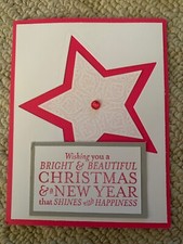 Bright Beautiful Christmas holiday pink card kit of 6 made w/ Stampin' Up