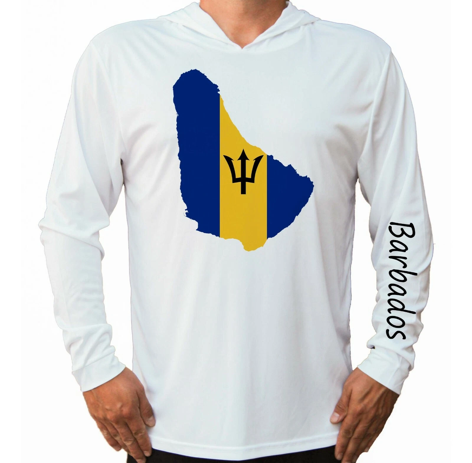 Barbados Flag Map Sport UV Protected UPF 50 Long Sleeve T-Shirt Hood Fishing
Opens in a new window o