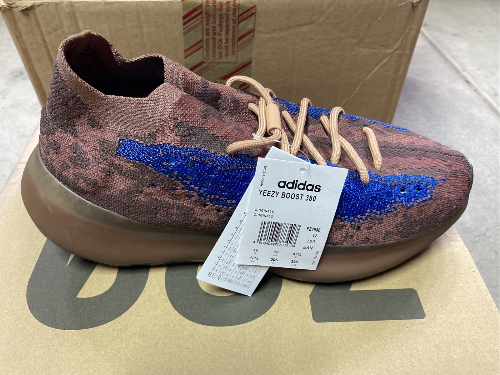 Adidas Yeezy Boost 380 Azure Men's 12.5 FZ4986 Stock X Verified | eBay