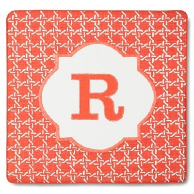 Threshold Monogram Throw Pillow Cover   18'' x 18''   Coral  ''R''
