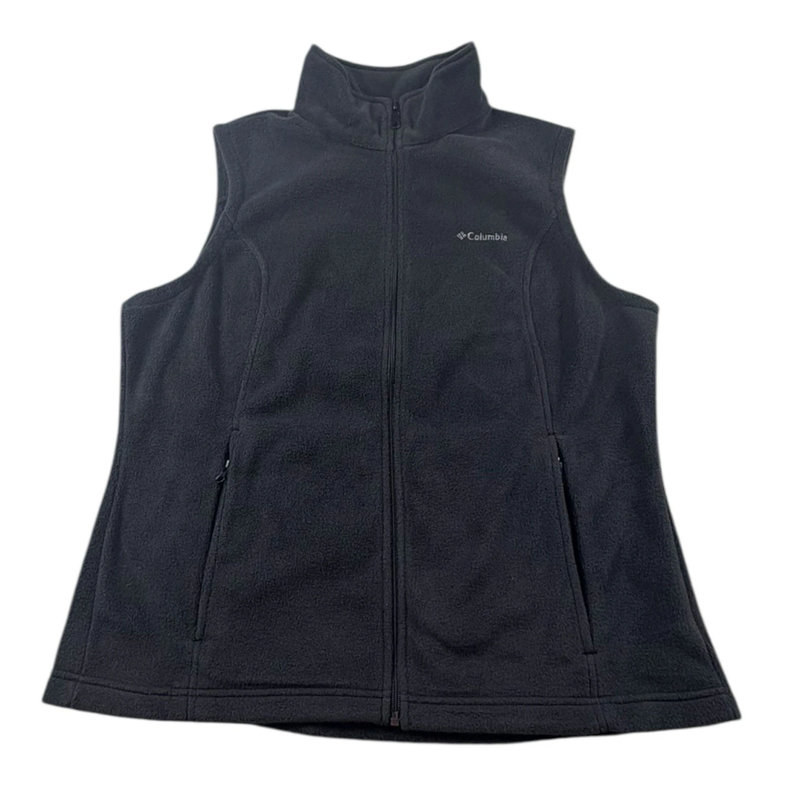 VETEMENTS Columbia gilet pile nero XL giacca smanicata full zip donna