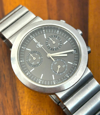 Calvin Klein Watch Men Chronograph Swiss Made Stainless K2171 38mm New Battery