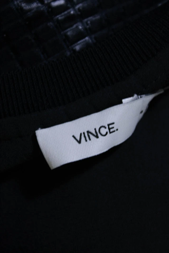 Blusa sin mangas Vince para mujer con retazos geométricos en capas azul marino talla S Foto 4 de 4