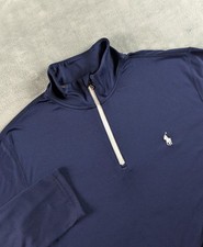 Polo Ralph Lauren Performance Pullover Mens Medium Blue 1/4 Zip Golf Stretch