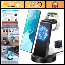 3-in-1 Wireless Charging Station for Galaxy Watch & Buds, Fast Charger Dock for