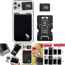 Adhesive Card Holder Phone Wallet Lycra Pocket Black Credit Cards Cash