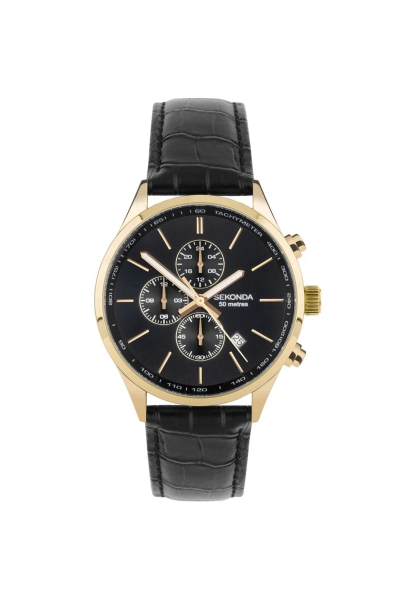 Sekonda Orologio Sportivo Uomo 1917 - Design Classico, Quadrante Nero, Cinturino In Pelle, Garanzia Ufficiale - 3