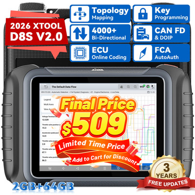 XTOOL D8S V2.0 Auto Full System Diagnositc Scan Tool Key Programmer Topo Mapping