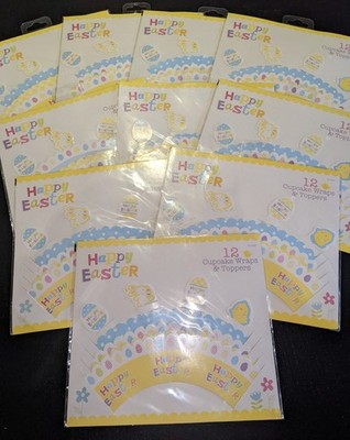5 x 12 Stück Ostern Cupcake Wraps & Topper.