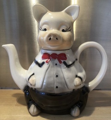 TEEKANNE SCHWEIN TONY WOOD STAFFORDSHIRE ENGLAND PORZELLAN SAMMLERSTÜCK ZERTIFIKAT SEHR GUTER ZUSTAND