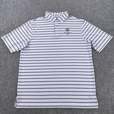 Straight Down Polo Shirt Mens Large White Stripe Trump National Doral Golf