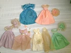 Vintage Hand Made Barbie Clone Wedding Dress & 5 Bridesmaid Dresses w Hats