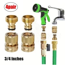 3/4" Garden Hose Quick Connect Water Hose Fit Brass Female Male Connector Set US