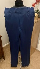 Vintage 1970s Haggar Double Knit Solid Blue Men's Pants Machine Washable Regular