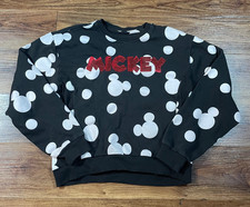 Disney Mickey Mouse Sequin All Over Mickey Black Pullover Sweatshirt Girls M 7-9