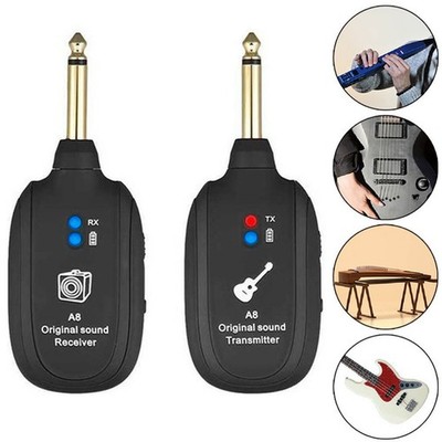Digital UHF Wireless Guitar Transmitter & Receiver Rechargeable Battery