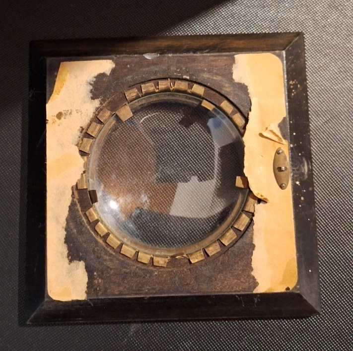 Ancien petit cadre Photo en bois - Napoléon III- Laiton + verre Bombé - Bon état - Photo 2/4