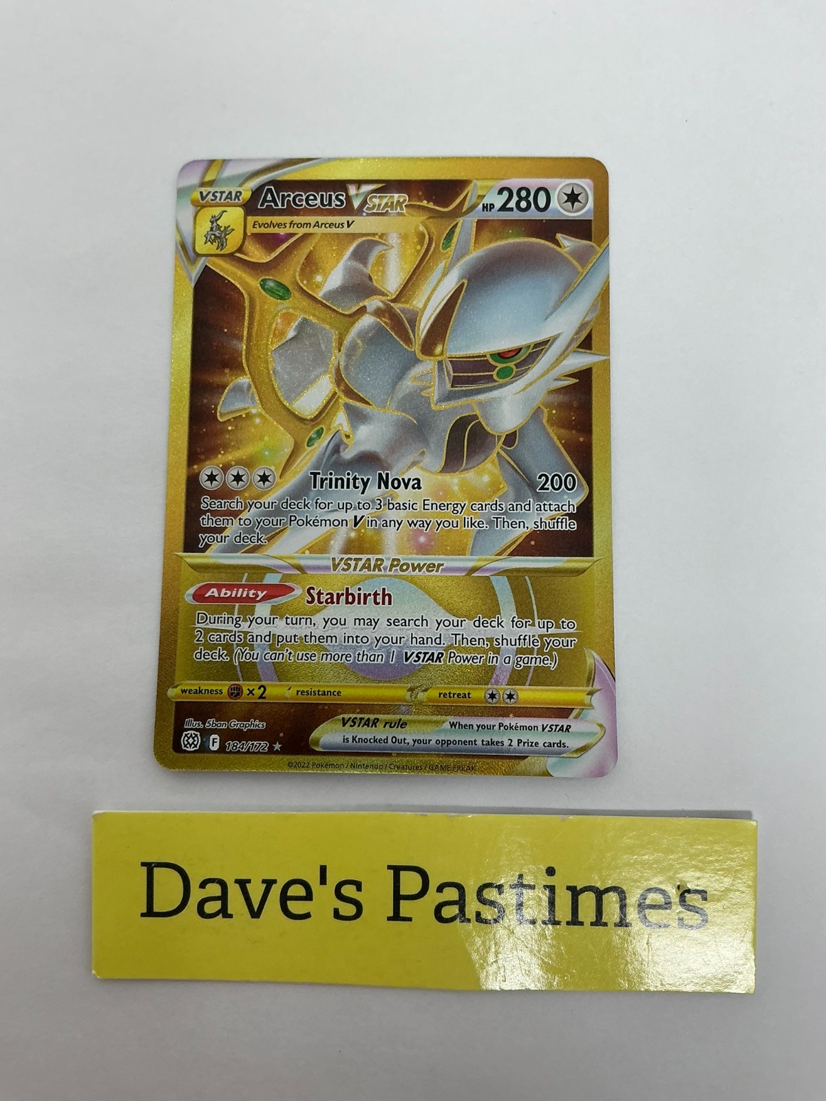 Arceus VSTAR (Secret) 184/172 Swsh09: Brilliant Stars Gold Secret Rare Holo - NM