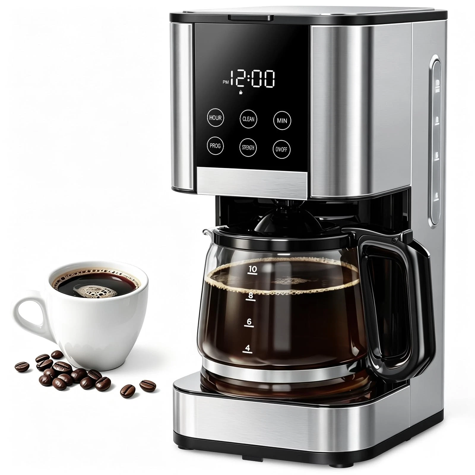 10 Cup Programmable Drip Coffee Maker, Adjustable Brew Strength, Pause & Serv...