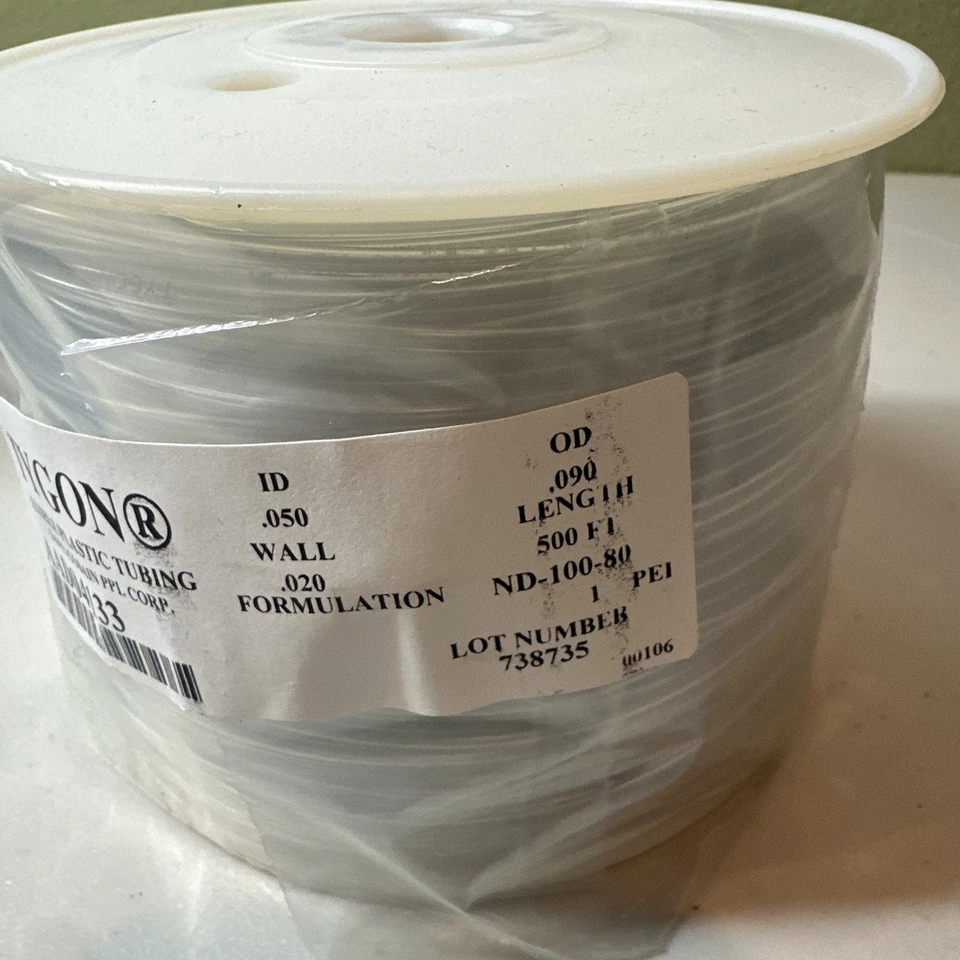 TUBO DE PLÁSTICO FLEXIBLE 500 FT TYGON id .050 pared .020 formulación Od .090�� Foto 3 de 4